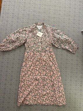 The Shirt brand, Pink and Green Floral the Charlotte Dress midi size M NWT